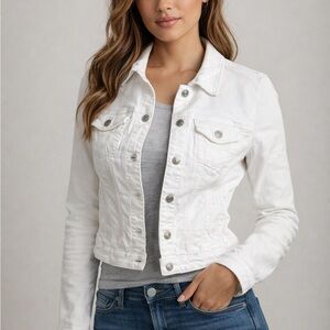 Guess White Fitted Denim Jacket